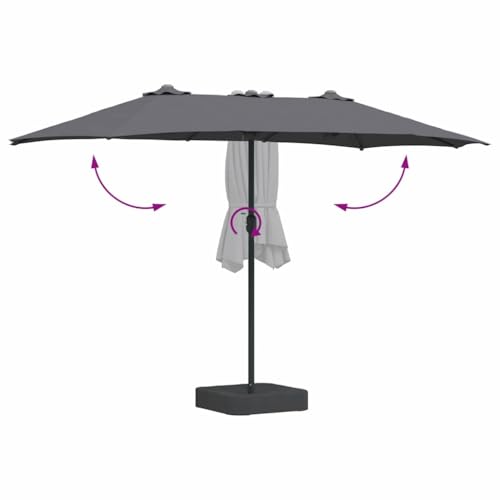 Sombrilla de jardín grande antracita para terraza con manivela 8