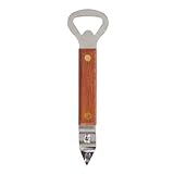 Twine Country Home Wood Handled Church Key Bottle Opener - Manual Handheld Beer Bottle Opener, Can Punch Opener - Bar Tools, Silver