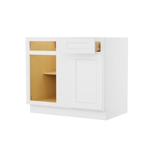 Image of Furinno Shaker Blind Bases Kitchen Cabinet, Ready to Assemble, 24 D x 39 W x 34.5 H, White
