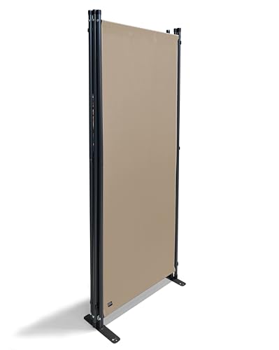 QUICK STAR Paravent 4 Teilig 165 x 220 cm Beige - Garten & Balkon Sichtschutz Stellwand Innen & Außen - Raumteiler Trennwand Faltbar Blickdicht & Wetterfest