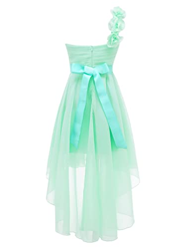 Kids One Shoulder Asymmetrical Chiffon Junior Bridesmaid Wedding Flower Girl Dress Party Princess Dress2