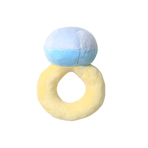 hokojix Squeaky Stuffed Engagement Ring Shape Dog Chew Toy Soft Cleaning Massage Supplies Pet Plush Ring Molar Pet Supplies