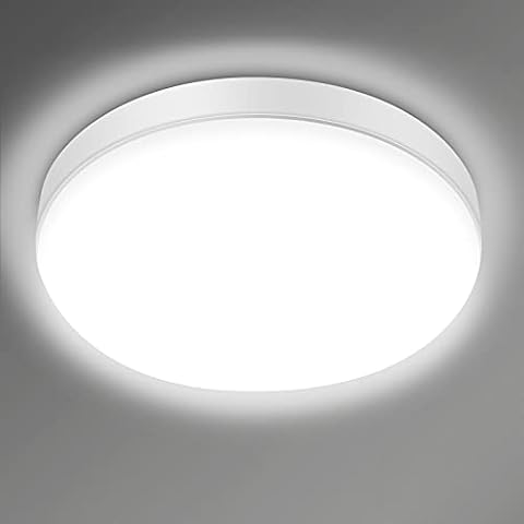 LED Ceiling Light, 24W Ceiling Light Fitting IP54 Waterproof 6000K Cool White 2200LM 150W Equivalent Round Ceiling Lights for Living Room Bedroom and Hallway Ø23cm Cover