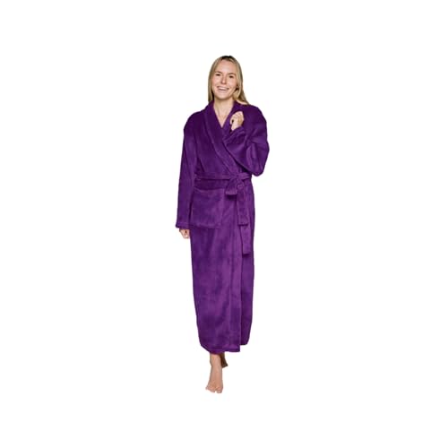 Womens Plush Fleece Bath Robe, Fluffy Long Bathrobe, Great Gift for Mother's Day, Grandma, Daughter, Sister, Wife, Friend