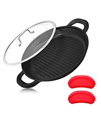 Image of Vinchef Nonstick Grill Pan for Stove tops | 13.0" Skillet, Indoor Induction Cast-aluminum Grill Pan with Lid and Anti-Scalding Tools, GRANITEC Nonstick Coating, Dishwasher & Oven Safe