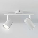 HOFTRONIC Riga – Lámpara de techo LED con 2 llamas, giratoria y orientable, regulable – GU10 5 W 400 lm 6000 K, blanco frío, para salón, dormitorio, cocina, foco de pared y techo (largo 274 mm)