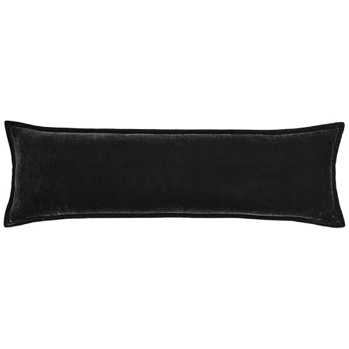 Image of HiEnd Accents Stella Faux Silk Velvet Black Long Lumbar Pillow