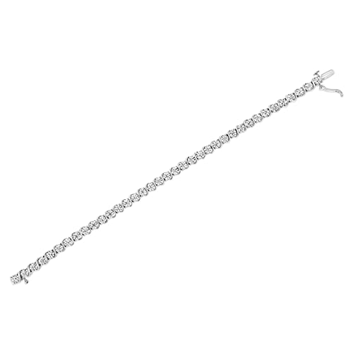 Haus Of Brilliance .925 Sterling Silver 1/10 Cttw Diamond Round Miracle Plate And S Link Tennis Bracelet (I-J Color, I2- I3 Clarity) - 7" #TOP6