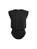 CIDER Womens Summer Tops Sleeveless Tank Tops Crew Neck Bodysuit Basic Tee Regular Fit Casual Bodysuits for Women Black