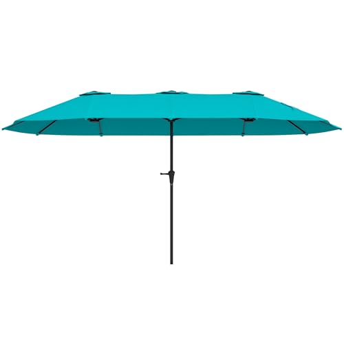 Outsunny 13 ft. Extra Large Patio Umbrella, UPF30+ Double Umbrella Outdoor Patio with Easy Crank Handle, Vents for Garden, Pool, Lawn, Navy Blue