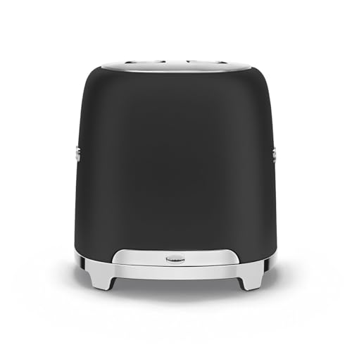 SMEG 2 Slice Toaster with 6 Presets and Defrost Function and Removable Crumb Tray TSF01BLMUS, Matte Black