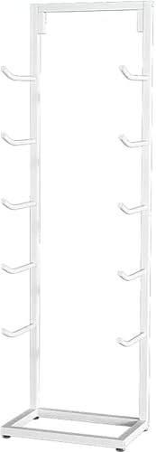 Estantes for Piso Estantes for Sala de Estar Estantes de Almacenamiento de Metal con Rodillos de Espuma Esterillas de Ejercicio Estante de exhibición(White,10)