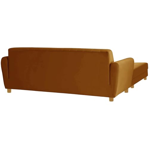 Image of Rosebell-Modern L-Shape Velvet Sofa Set for|Right-Hand Sectional Sofa with Tufted Back 4-Seater Corner Couch,Perfect for Home Office Guests Living Room-Golden