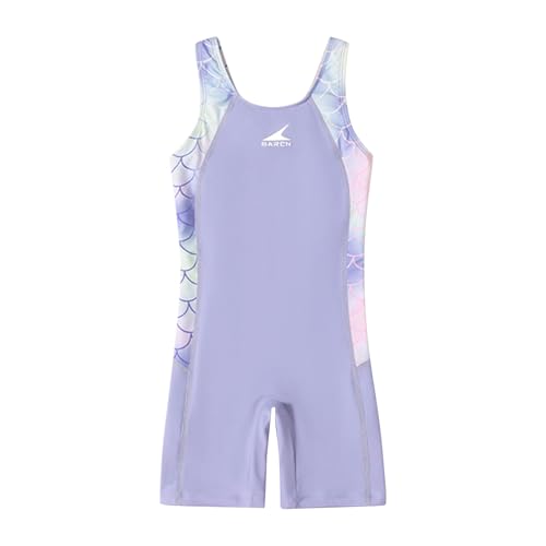 ADUDVLO Girls Swimming Costume – Quick Dry One Piece Bathing Suit, Comfortable & Stretchy Solid Color Swimwear for Ages 5-16 (UK, Age, 12 Years, 13 Years, Regular, Purple)