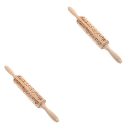 BESTonZON 2pcs Wooden Rolling Pin Unique Floral Design Non-Stick Pastry Roller for Baking Cookies Pizza and Pastry Essential Kitchen Tool for Home Bakers