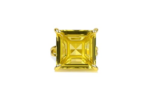 Bagues Sophistiquées Pour Femmes Bague Carrée Quartz Citron Or 14k