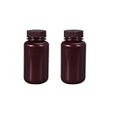 UMETASS 8.4 oz Wide Mouth Lab Reagent Bottle, Sealed Leak-proof Amber HDPE Bottle for Chemicals, Water Samples...