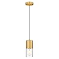 Audickic Gold Pendant Lights Kitchen Island, Hanging Lights Fixtures with Cylinder Clear Glass, Modern Brass Kitchen Pendant Lighting Over Island for Dining Room, AD-24023-1P-GD
