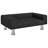 vidaXL Lit pour Chien, Canapé pour Animaux de Compagnie avec Cadre en Bois, Panier pour Chiots Maison Intérieur, Noir 70x45x26,5 cm Velours