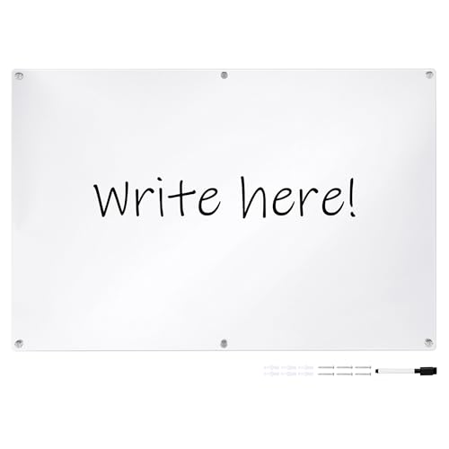 Navaris Pizarra transparente de pared - 1x Tablero de acrílico translúcido con 1x rotulador - Panel para escribir en oficina cocina lista de la compra - 90 x 60 cm