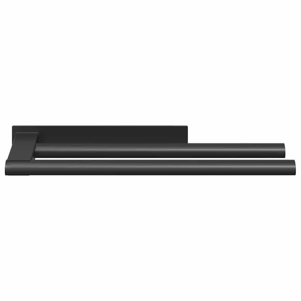 Toallero negro de acero inoxidable cepillado 40 x 9 x 4 cm montado en la pared autoadhesivo sin necesidad de taladrar toallero para baño, ducha, cocina, almacenamiento práctico y secado rápido