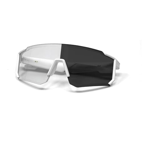 QJF Sport Smart Glasses, Unisex Polarized Bluetooth Sunglasses Built-in Mic & Open Ear Music Speakers, UV Protection for Cycling/Running/Baseball (Clear)