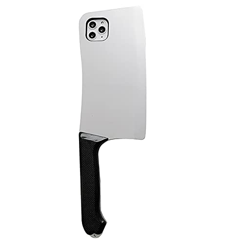 for iPhone 14 Creative Cute High Imitation Spoof Fun Silicone Kitchen Knife Anti-Drop Protection Phone Case White