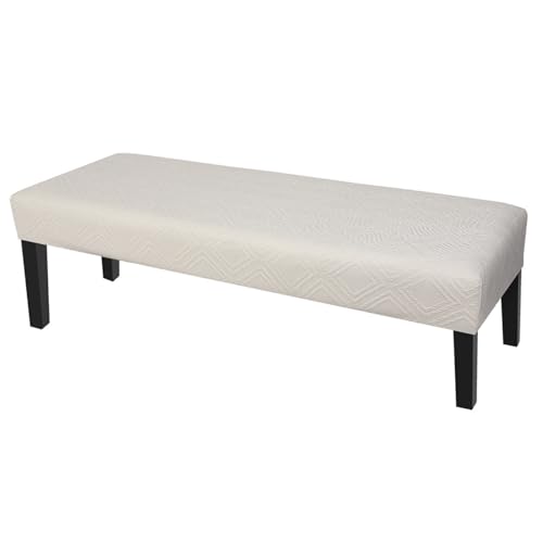 Image of SearchI Dining Bench Cover, Stretch Washable Long Bench Seat Covers, Rectangle Dining Table Bench Slipover for Dining Room, Living Room, Kitchen(Frame Rhombus Beige)