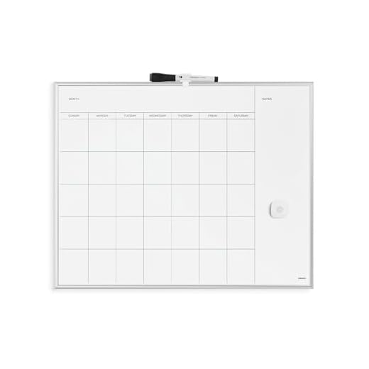 U Brands Magnetic Dry Erase Calendar Whiteboard for Wall, 23"x17", Dry Erase Board Calendar with Silver Aluminum Frame, Includes a Magnet and a Marker