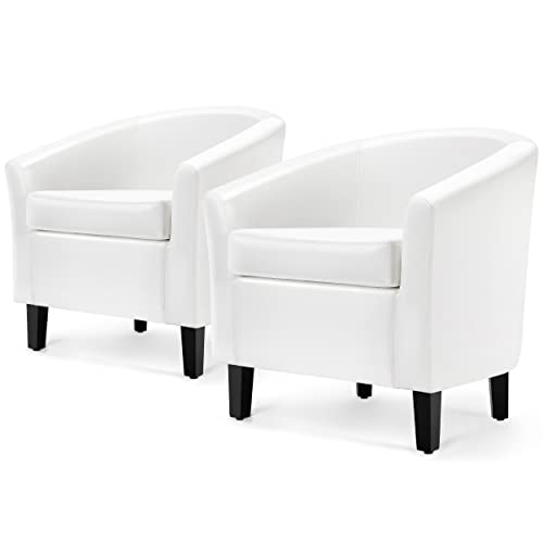 Yaheetech Accent Chair, Faux Leather Armchair, Chaise Lounges with Soft Padded and Wooded...