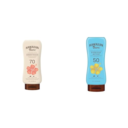Hawaiian Tropic Sheer Touch Ultra Radiance SPF 70 and Everyday Active SPF 50 Sunscreen Lotions Bundle, 8oz Each | Hawaiian Tropic Sunscreen Bundle image 5