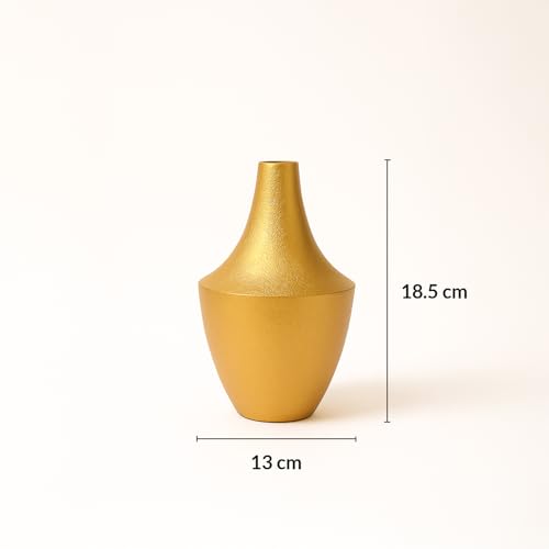 Image of Market99 Golden Metal Flower Vase|Crackle Design Surahi Shape Decorative Holder with Matte Texture|Elegant Home Decor for Living Room, Tabletop, Shelf, Office & Festive Gifting|Adds a Rustic Charm