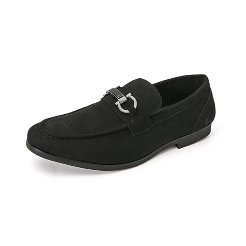 Suede Leather Slip On Flats Loafers for Men Casual Penny Shoes Comfortable Driving Dress Shoes for Office Work Wedding Prom