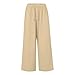 Shusuen Women's Linen Pants Summer Casual Palazzo Beach Pant Drawstring High Waist Flowy Wide Leg Trousers Vacation Outfits（Yellow,Small）