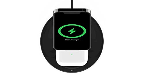 Belkin Caricabatteria wireless 2 in 1 con MagSafe. (Ricarica rapida da 15 W per iPhone 14, iPhone 13, iPhone 12, AirPods e altri dispositivi con MagSafe, alimentatore incluso) - Nero - Immagine 3