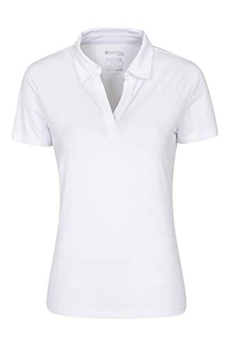Mountain Warehouse Womens UV Polo - UV Protection Ladies T-Shirt, V Neck Top, Lightweight Tee Shirt - for Spring Summer Running, Hiking & Outdoors White Women's Size 16