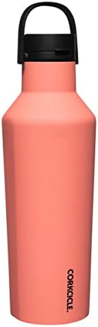 Corkcicle Insulated Canteen Travel Water Bottle, Triple Insulated Stainless Steel, Easy Grip Quick Sip Cap, Keeps Beverages Cold for 25 Hours or Warm for 12 Hours, 32oz, Neon Lights Coral