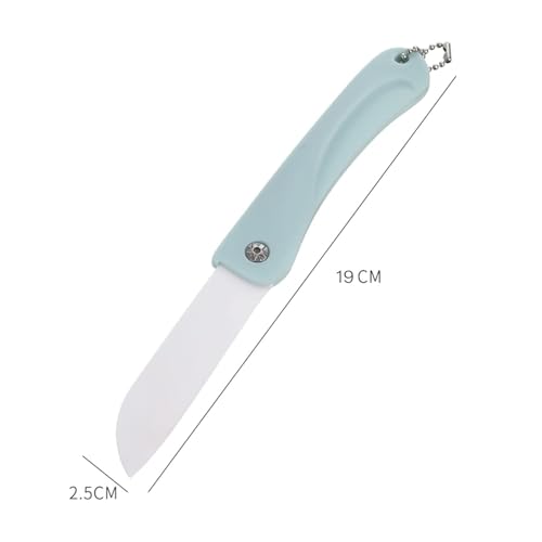 Image of Ceramic Kitchen Knife | Sharp Lightweight Fruit & Vegetable Cutter with Non-Slip Handle & Safety Blade Cover | Travel Utility Knife - Blue