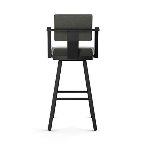 Image of Amisco Akers 26 in. Swivel Counter Stool - Charcoal Grey Polyester /Black Metal