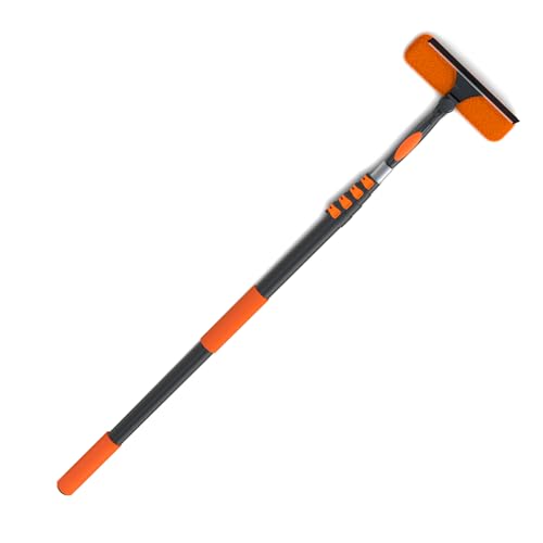 LAANPOLE 26FT Window Squeegee with Extension Pole, 2-in-1 Squeegee for Window Cleaning, Professional Cleaning Kit for Home with 20FT Telescoping Pole for Outdoor Indoor Use