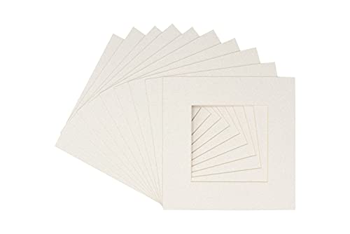 CountryArtHouse Oyster Shell White Acid Free 24x24 Square Picture Frame Mat with White Core Bevel Cut for 8x8 Pictures - Fits 24x24 Frame - Pack of 10 Matboards