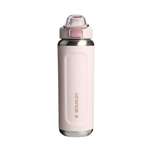 STANLEY 1913 Wellspring Bottle 0.7L - Kühlt 12 Stunden - 40 Stunden Eisgekühlt - BPA Frei Recycelter Edelstah Flasche - Auslaufsicher - Spülmaschinenfest - Rose Quartz