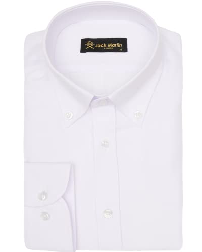 Chemises à manches longues pour hommes en coton Oxford blanc Jack Martin XXL