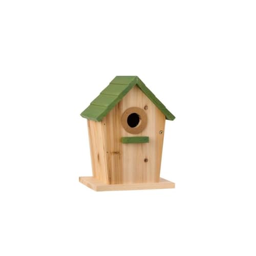 Vogelhaus naturfarbigem m/grünem Dach Loch Ø:32 mm, Reinigungsklappe auf der Seite Vogelhaus naturfarbigem m/grünem Dach Loch Ø:32 mm, Reinigungsklappe auf der Seite