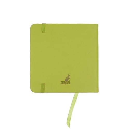 Image of Kangaro Art Sketchbook 12 x 12 cm Lime Green PU Hard Cover 80 Sheets 140 g Cream Paper with Elastic Band and Ribbon