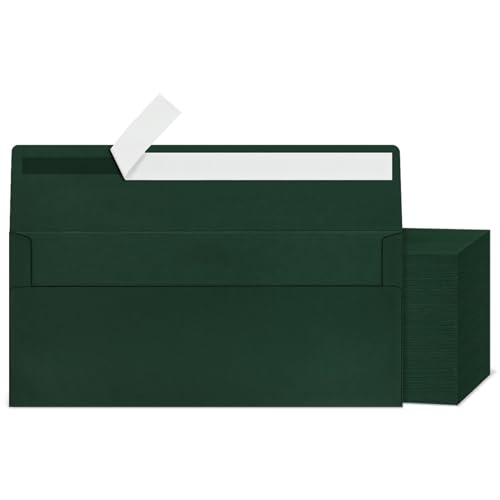 Image of 200 Pcs #10 Dark Green Envelopes Letter Size Self Seal, Business Envelopes