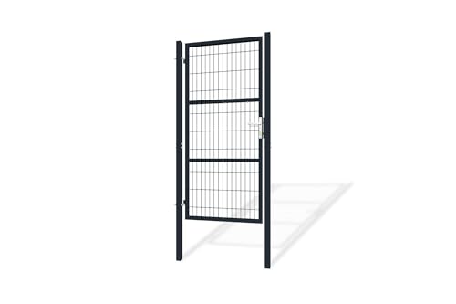 Casanoov - Portillon Grillagé RAZO Acier Galvanisé - 87 x 200 cm - 0,87 m x 2 m 1,74 m² - Gris Anthracite RAL 7016 - Mailles 50 x 200 mm - Poteaux Carrés...
