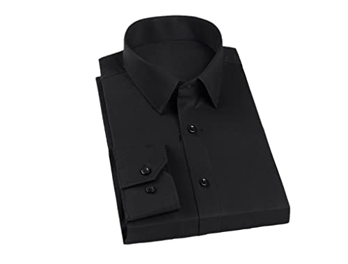 Chemise habillée homme infroissable noire Kiioouu à carreaux coupe standard