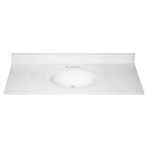 Image of Design House Cultured Marble Vanity Top, 49 in W x 22 in D, Integrated 4 in Centerset Oval Sink & Backsplash, Solid White, 586255