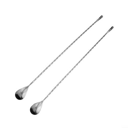 Bulevisiter Cucharas de acero inoxidable con mango largo para mezclar cócteles, batidor de bebidas pulido con espejo para uso doméstico o bar, 30 cm y 40 cm